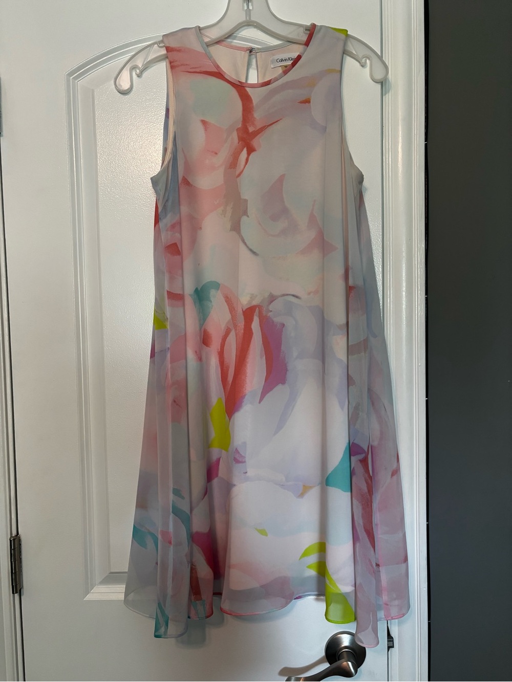 Calvin Klein Watercolor Floral Sleeveless A-Line Dress size 6